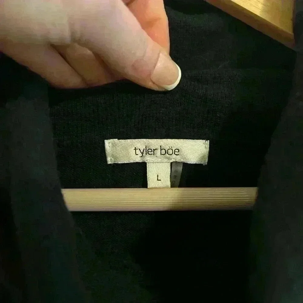 Tyler Boe Kim Cotton Cashmere Cowl Neck Knit Sweater Dress Size Large Black - Picture 4 of 8